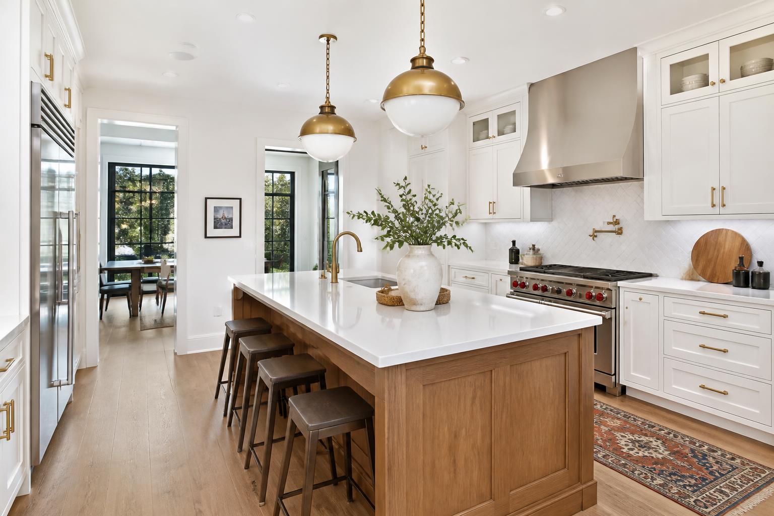 Homeowners planning a new kitchen with bright shaker cabinets